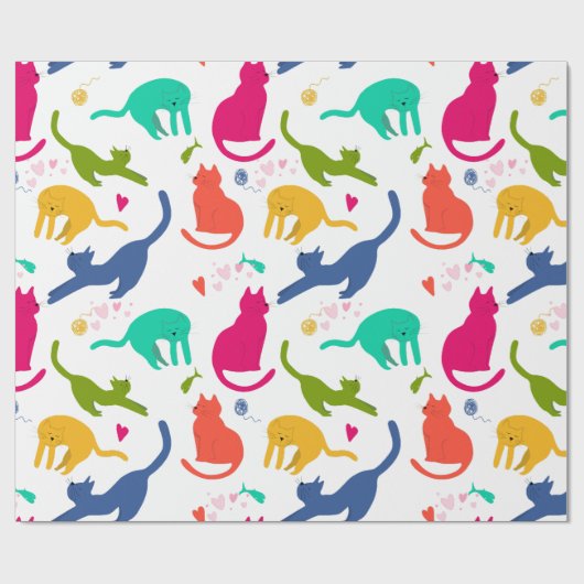 Farbige Katzen Geschenkpapier (Flach)
