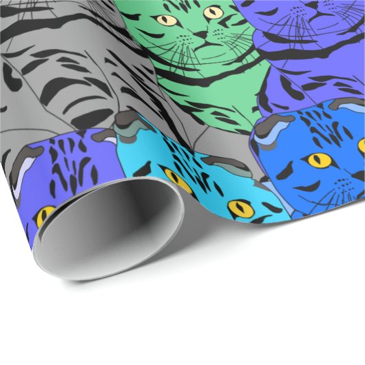 Farbige Katzen Geschenkpapier (Rolleneckpunkt)