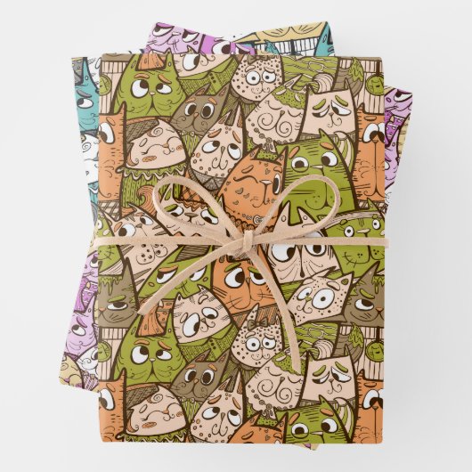 Farbige Katzen Geschenkpapier Set (Beispiel)