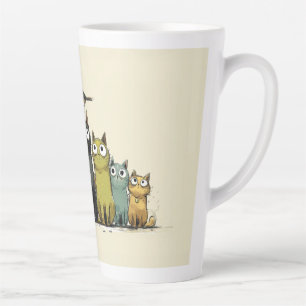 Farbige Katzen Gruppe – Süße Whimsical Katzen Kuns Milchtasse