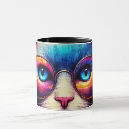 Farbige Katzen-Illustration-Tasse Tasse (Zentrum)