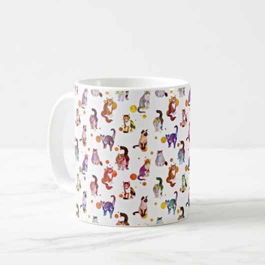 Farbige Katzen Kaffeetasse (Vorderseite Links)