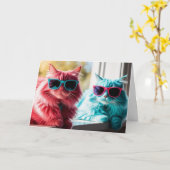 Farbige Katzen Karte (Gelbe Blume)