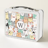 Farbige Katzen, Katzen und mehr Katzen Monogramm Metall Brotdose (Rückseite)