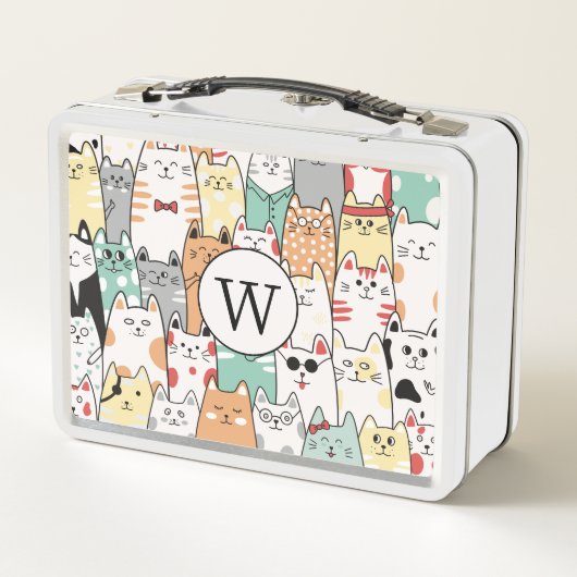 Farbige Katzen, Katzen und mehr Katzen Monogramm Metall Brotdose (Rückseite)