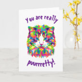 Farbige Katzen Kunstästhetische Katze Bilder Kunst Karte (Gelbe Blume)