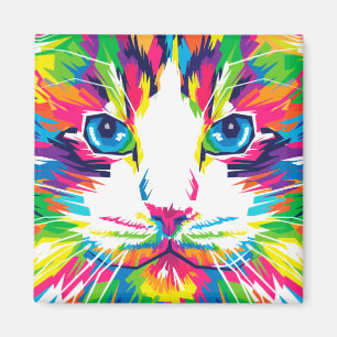 Farbige Katzen Kunstästhetische Katze Bilder Kunst Magnet
