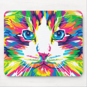 Farbige Katzen Kunstästhetische Katze Bilder Kunst Mousepad