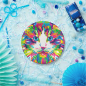 Farbige Katzen Kunstästhetische Katze Bilder Kunst Pappteller (Party)