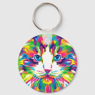 Farbige Katzen Kunstästhetische Katze Bilder Kunst Schlüsselanhänger