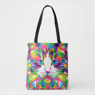 Farbige Katzen Kunstästhetische Katze Bilder Kunst Tasche