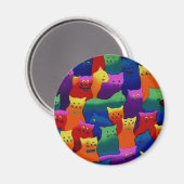 Farbige Katzen Magnet (Vorderseite/Rückseite)