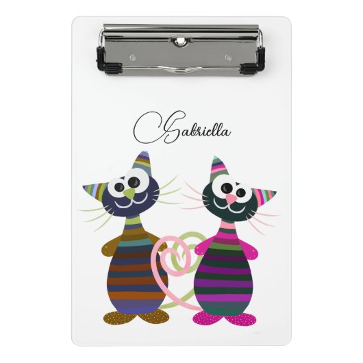 Farbige Katzen Mini Klemmbrett (Vorderseite)