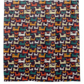Farbige Katzen Muster Duschvorhang (Vorderseite)