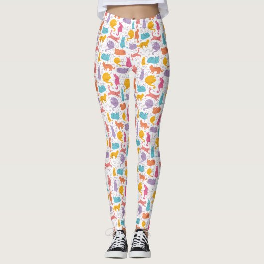 Farbige Katzen Niedlich Leggings (Vorderseite)