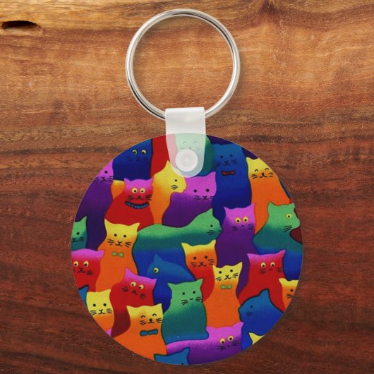 Farbige Katzen Schlüsselanhänger (Vorderseite)