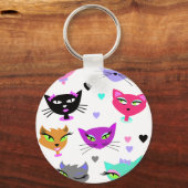 Farbige Katzen Schlüsselanhänger (Vorderseite)
