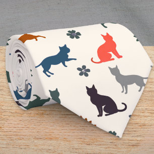 Farbige Katzen-Silhouetten Katzenmuster Elegant Krawatte