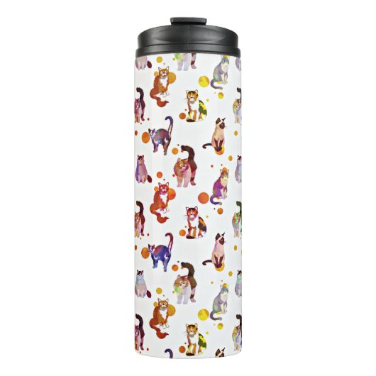Farbige Katzen Thermosbecher (Vorderseite)