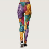 Farbige Katzen und Blume niedliches Design Leggings (Rückseite)