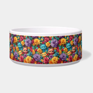 Farbige Katzen und Blume niedliches Design Napf