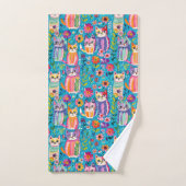 Farbige Katzen und Blume Whimsical Happy Badhandtuch Set (Handtuch)