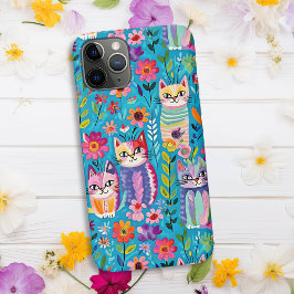 Farbige Katzen und Blume Whimsical Happy Case-Mate iPhone Hülle