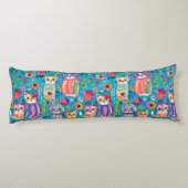 Farbige Katzen und Blume Whimsical Happy Seitenschläferkissen (Rückseite)