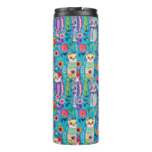 Farbige Katzen und Blume Whimsical Happy Thermosbecher (Rückseite)