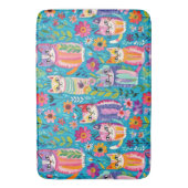 Farbige Katzen und Blume Whimsikum Badematte (Vorderseite Vertikal)