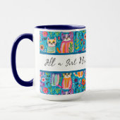 Farbige Katzen und Blume Whimsischer Geburtstag Tasse (Links)