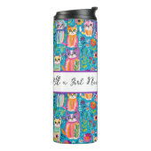 Farbige Katzen und Blume Whimsisches Zitat Thermosbecher (Nach links gedreht)