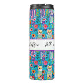 Farbige Katzen und Blume Whimsisches Zitat Thermosbecher (Rückseite)