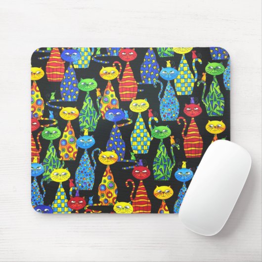 Farbige Katzen und Mäuse Mousepad (Mit Mouse)