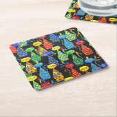 Farbige Katzen und Mäuse Rechteckiger Pappuntersetzer (angewinkelt)