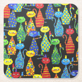 Farbige Katzen und Mäuse Rechteckiger Pappuntersetzer