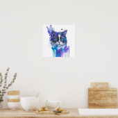 Farbige Katzen-Wasserfarben-Kunst Poster (Küche)
