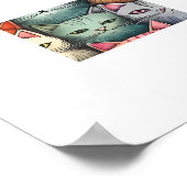 Farbige Katzen Whimsical Doodle uneingerahmt Poster (Ecke)