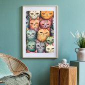 Farbige Katzen Whimsical Doodle uneingerahmt Poster