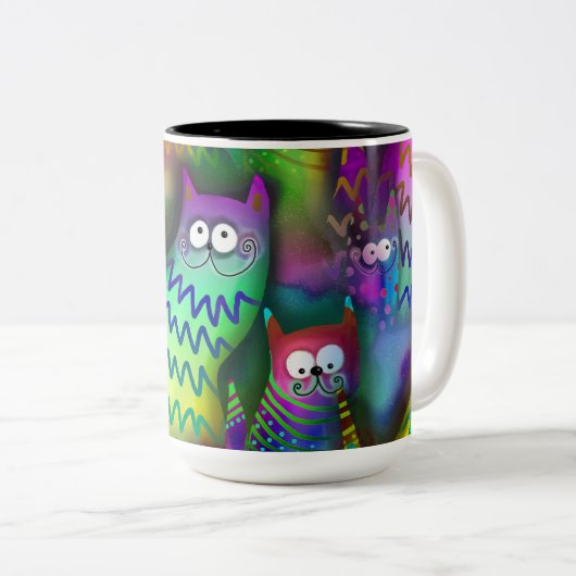 Farbige Katzen Zweifarbige Tasse (VorderseiteRechts)