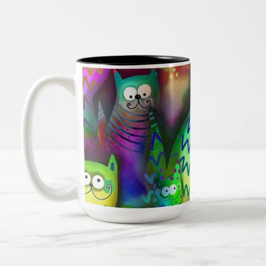 Farbige Katzen Zweifarbige Tasse (Links)