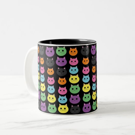 Farbige Katzen  Zweifarbige Tasse (Vorderseite Links)