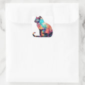 Farbige Katzenaufkleber Quadratischer Aufkleber (Tasche)