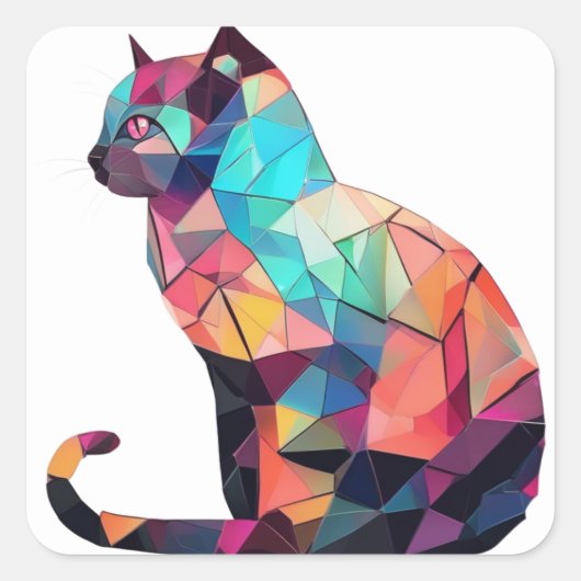 Farbige Katzenaufkleber Quadratischer Aufkleber (Vorderseite)