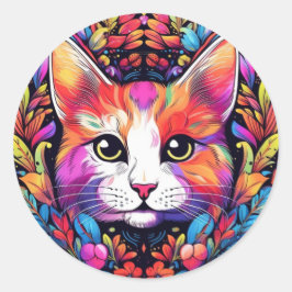 Farbige Katzenaufkleber Runder Aufkleber