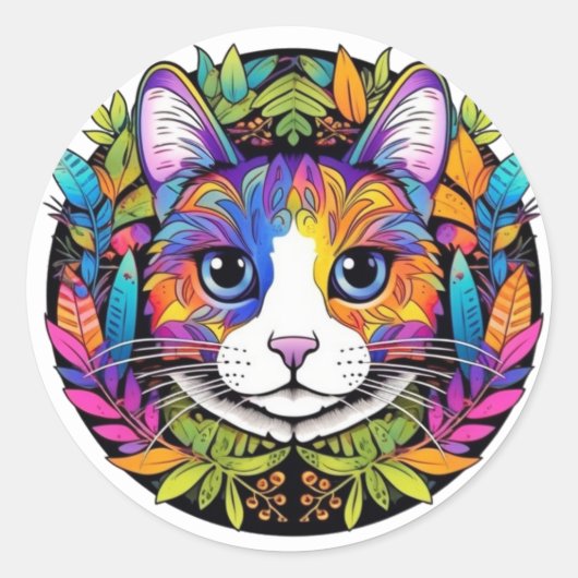 Farbige Katzenaufkleber Runder Aufkleber (Vorderseite)