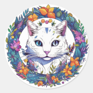 Farbige Katzenaufkleber Runder Aufkleber