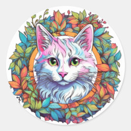 Farbige Katzenaufkleber Runder Aufkleber