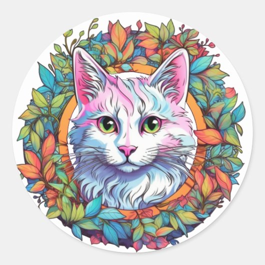 Farbige Katzenaufkleber Runder Aufkleber (Vorderseite)