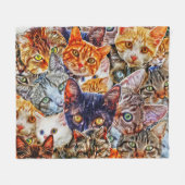 Farbige Katzenkollage Fleecedecke (Vorderseite (Horizontal))